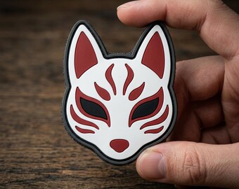 Kitsune Fox PVC Patch Japanese Mask Folklore Tattoo Tactical Morale Badge Backpack Gear Custom Cool Gift for Japan Lovers Birthday Present