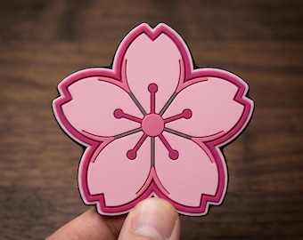 Cherry Blossom PVC Patch Japanese Sakura Pink Floral Tactical Morale Badge Backpack Gear Custom Cute Gift for Japan Lovers Spring Present