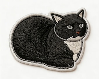 Meme Black Cat Embroidered Patch - Iron On Cute Kitty Applique for Jackets, Jeans, Bags - Animal Lover Gift