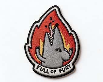 Full of Fury Mouse Embroidered Patch - Iron On Patch - Cute Angry Mouse Badge - Funny Embroidery Patch for Jackets Backpacks