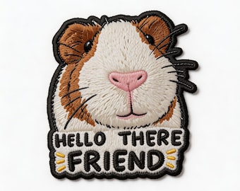 Cute Hamster Embroidered Patch - Hello There Friend Iron On Patch - Animal Lover Gift - Kawaii Pet Patch - Jacket Backpack Decoration