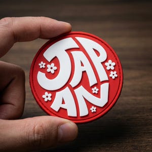 Japan Red Logo PVC Patch Japanese Sakura Letters Retro Tactical Morale Badge Backpack Gear Custom Cool Gift for Japan Lovers