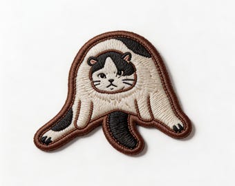 Cute Lazy Cat Embroidered Iron On Patch | Kawaii Animal Applique for Jackets Jeans Bags | DIY Craft Sew On Patch