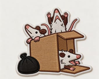Funny Trash Mouse Embroidered Patch | Cute Mouse Iron On Patch | Kawaii Animal Patch | Jacket Backpack Patch | Gift for Animal Lovers