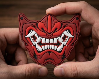 Samurai Mempo PVC Patch Japanese Oni Mask Tactical Morale Badge Backpack Gear Custom Cool Gift for Japan Lovers Birthday Present