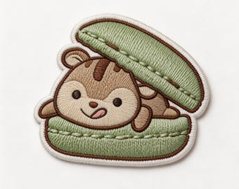 Cute Hamster Macaron Embroidered Patch | Iron On Applique | Kawaii Animal Patch | Jacket Backpack Decor