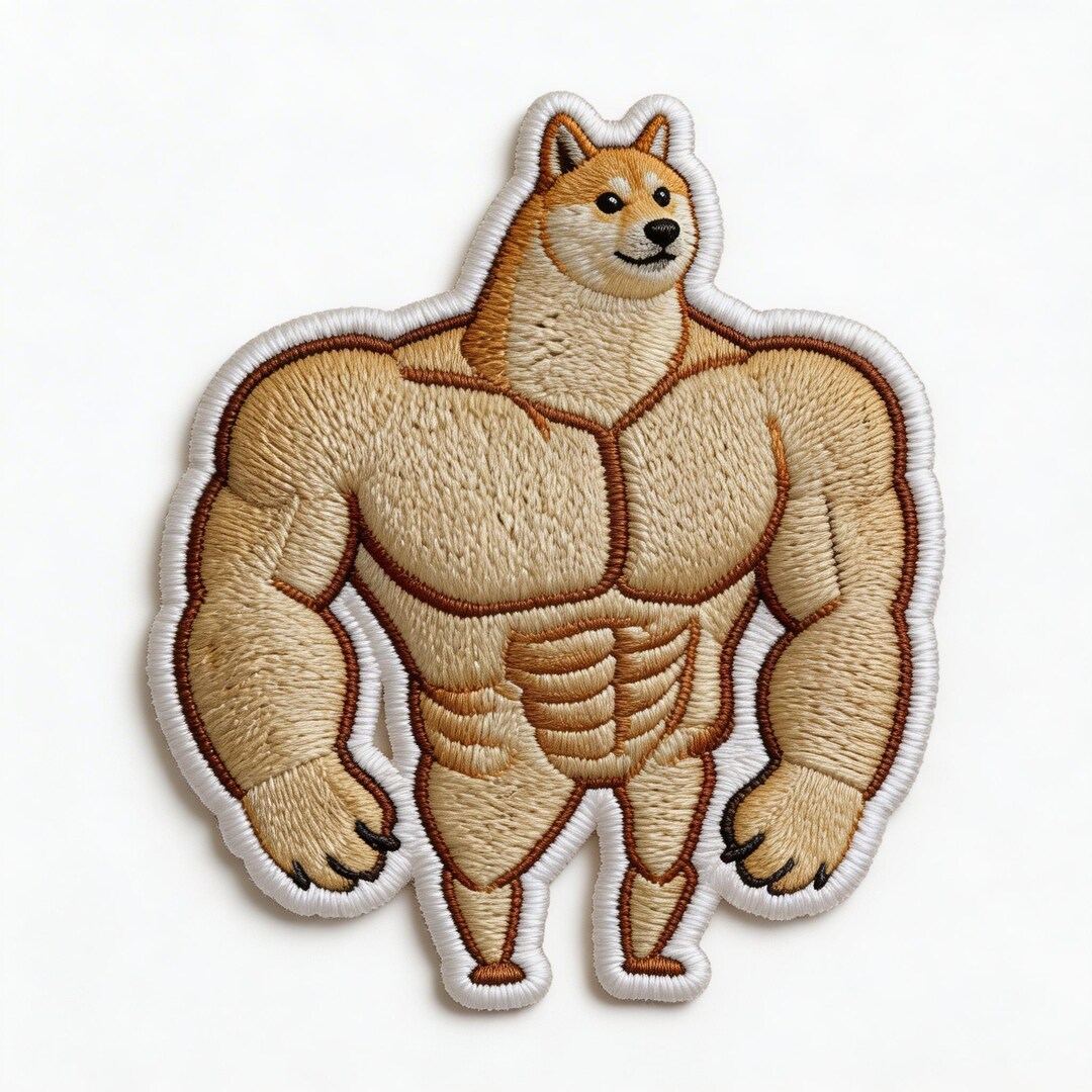 Muscular Shiba Inu Dog Embroidered Iron on Patch | Funny Buff Doge Meme ...