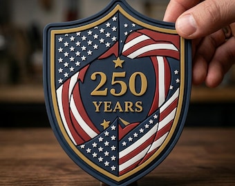 USA 250 Years PVC Patch American Flag Shield Tactical Morale Patch Semiquincentennial Hook Loop Backpack Badge