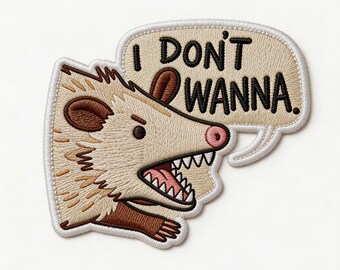 I Don't Wanna Funny Mouse Embroidered Iron On Patch | Sarcastic Animal Embroidery Patch | Cute Mouse Applique | Jacket Patch Gift