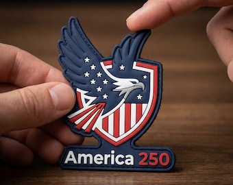 America 250 PVC Patch, USA Semiquincentennial 1776 2026, Patriotic Eagle Shield Tactical Morale Rubber Badge