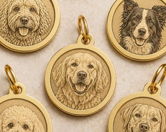 カスタムペット肖像IDタグ、刻印入りステンレススチール製猫犬名タグ