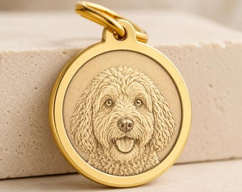 カスタムペットポートレートタグ、刻印入り犬用ID、猫用首輪チャーム、ペット写真キーホルダー