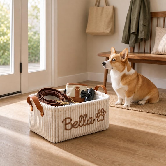 Personalized Dog Toy Basket, Dog Lover Gift