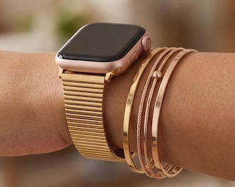 Gold Apple Watch Band, Stainless Steel Watch Strap, Series 11/10/9/8/7/6/5/4/3/2/1, 38mm 40mm 41mm 42mm 44mm 46mm 45mm 49mm, Birthday Gift