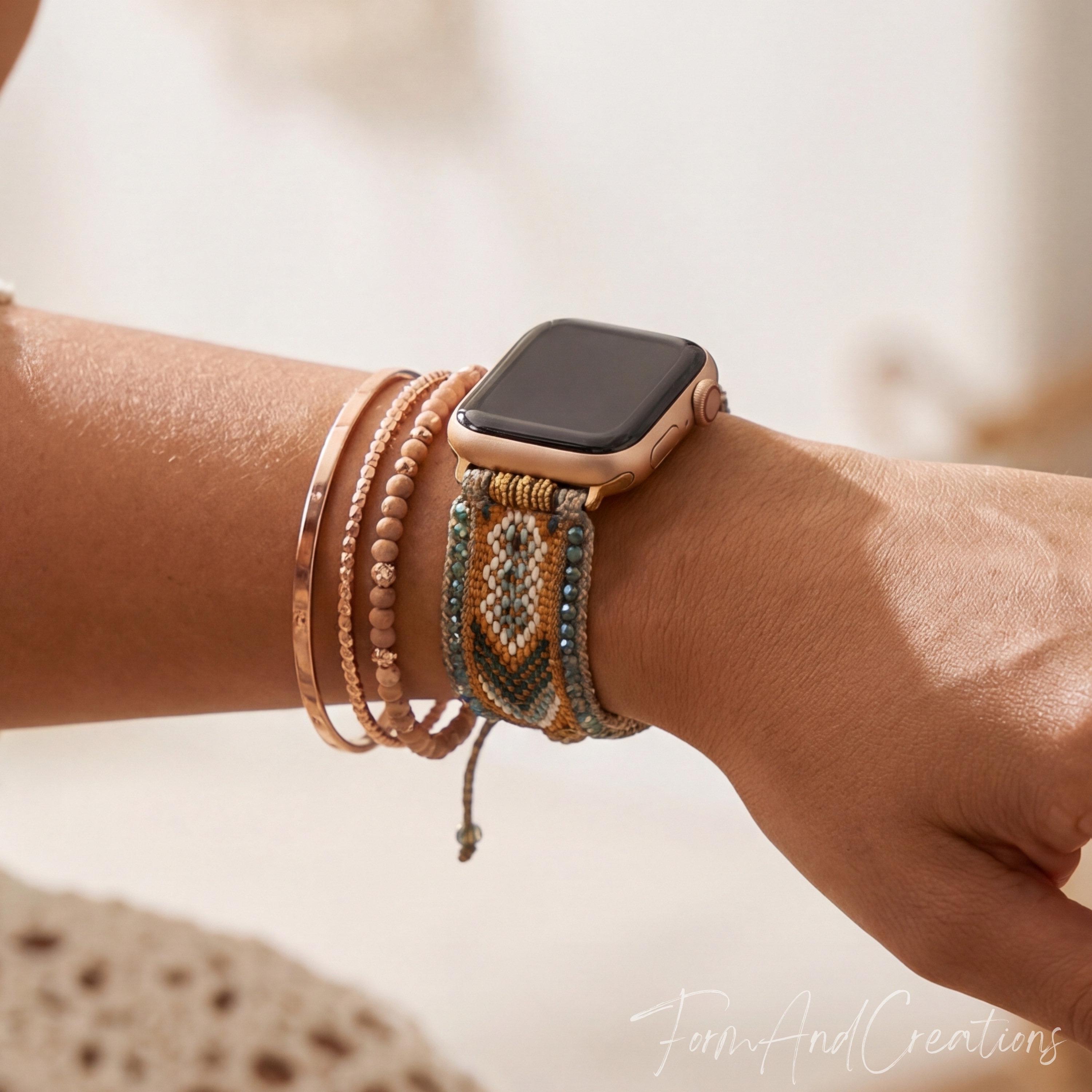 NEW Rose Gold Boho Stone Fashion Apple Watch Band Amazon Apple Watch Bohemian Gem Stone Bracelet // Fashion  main image 4