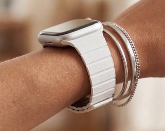 Leather iWatch Band, Magnetic Apple Watch Strap, Series 11/10/9/8/7/6/5/4/3/2/1 SE, 38mm 40mm 41mm 42mm 44mm 46mm 45mm 49mm, Gift For Her