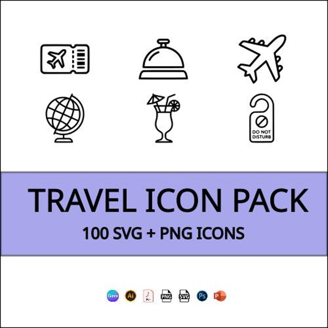 Travel Icon Pack – 100 Minimal SVG + PNG Icons - Etsy Australia