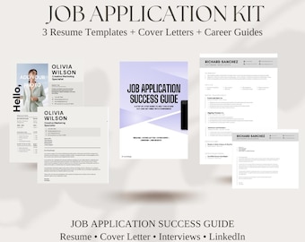 Job Application Kit | Resume Templates Canva | ATS Friendly CV + Cover Letter | Interview Questions & Career Guide | Editable Resume