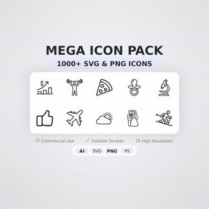 MEGA Icon Bundle – 1000 Minimal SVG + PNG Icons
