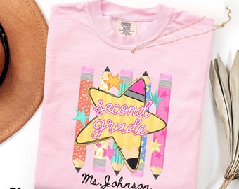 Personalized Grade Level Teacher Shirt, Custom Teacher Name Tee, Comfort Colors Back to School Shirt, Teacher Team Gift Tee