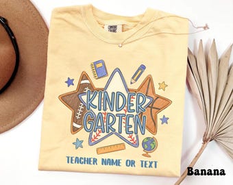 Personalized Kindergarten Teacher Shirt, Custom Name Comfort Colors Tee, Back to School Teacher Gift, Grade Level Team Shirt