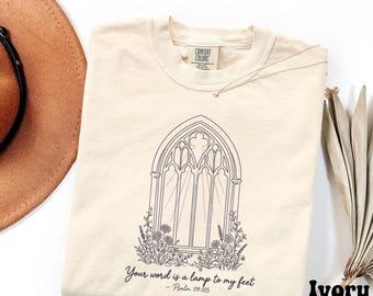 Psalm 119:105 Comfort Colors Shirt, Your Word Is a Lamp to My Feet Tee, Christian Bible Verse Shirt, Faith Gift for Women