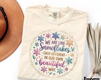 Camiseta "Somos como copos de nieve", camiseta para profesores inclusivos, camiseta "Comfort Colors Kindness", regalo para la vuelta al cole para educación especial
