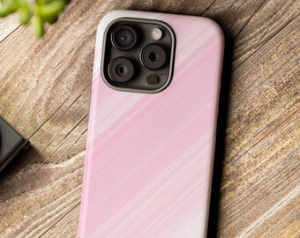 Pink Heartbeat Phone Case | Nurse Doctor Gift | Aesthetic Blush Diagonal Stripe | Tough Protective Case | Medical Heart Rate Case