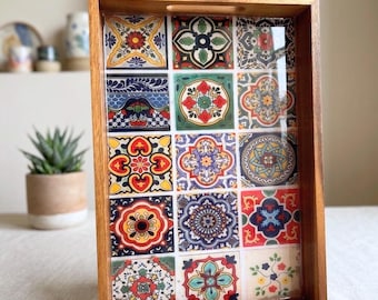 Turkish Tile Wooden Serving Tray – Ottoman Pattern Coffee & Tea Tray