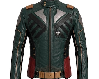 Men's Soldier Boy Faux Leather Jacket, Vintage Superhero Cosplay Costume, TV Series Outfit