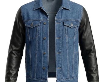 Chaqueta vaquera para hombre con mangas de piel de oveja, estilo camionero de invierno