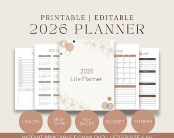 2026 Life Planner Printable | Yearly, Monthly, Weekly (Digital Download)