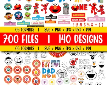 Sesamstraße SVG, Geburtstags-Shirt Png, benutzerdefinierter Straßenschild-Generator + Schrift inklusive, Straßenmonster Charaktere Layered SVG-Vektorgrafik für Cricut