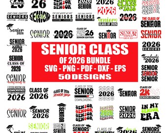 Paquete de SVG de último año de 2026, SVG de la clase de 2026, SVG de escuela secundaria, SVG de camiseta de último año de 2026, SVG de graduación de 2026, SVG de lazo de coqueta de último año, Mamá de último año,