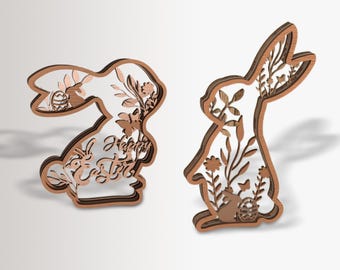 Capas de conejo de Pascua SVG, capas de conejo de Pascua SVG archivos cortados con láser, letrero en capas 3D cortado con láser, lindo, regalo del día del padre, regalo del día de la madre.