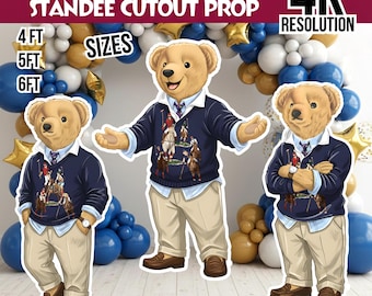 Figura de oso de peluche imprimible, 3 osos de peluche diferentes, estilo polo, decoración para baby shower (descarga digital)