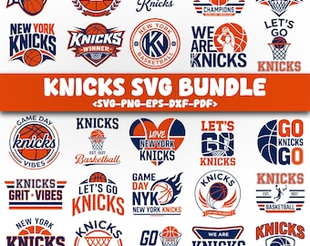Knicks SVG&PNG-bundel | PNG-bestanden met gelaagde knicks | Cricut gesneden bestand | Basketbalclipart voor T-shirt | Direct downloaden