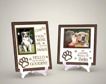 Marco de fotos conmemorativo para perros, marco para siempre en nuestros corazones, marco conmemorativo para mascotas, en memoria de, marco para mascotas, marco para animales, regalo de pérdida de perro Marco cortado con láser