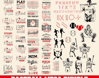 Baseball SVG Mega Bundle 150 Designs, Baseball Spieltag SVG, Geschenk für Baseballspielerin, Baseball Mama Shirt, Baseball Schriftarten und Stiche, Cricut dafür