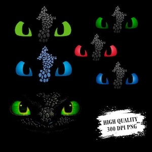 Tandlösa ögon PNG-paket, Night Fury Eyes SVG för Cricut, Dragon Fury Face Shirt Design, Light Fury Art för flickor, digital nedladdning 300 DPI