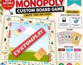 Editable Monopoly Board Game Template Canva Custom DIY Board Game Printable Monopoly Game Design Instant Download Family Game Night
