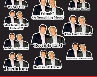 Paquete de pegatinas anti-Trump PNG / Pegatinas de protesta política / Tema de los archivos de Epstein / Pegatinas antifascistas / Descarga digital 300 DPI