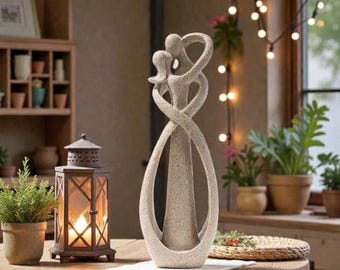 Modern Abstract Couple Statue – Romantic Resin Sculpture, Anniversary Gift