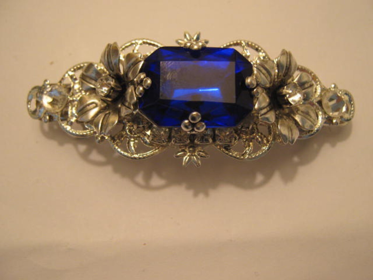 SAPPHIRE blue hair clip Sterling Silver Ox Barrette wedding Etsy