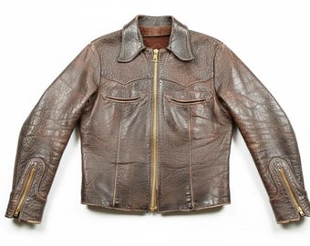 ヴィンテージ 1960 年代「オシュワコン」バイカー スタイル レザー