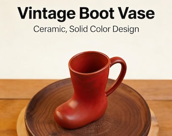 Taza con forma de bota de cerámica roja – Maceta de estilo western, taza de café original