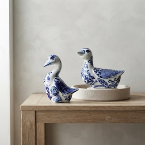 Ceramic Duck Blue and White - Etsy Canada