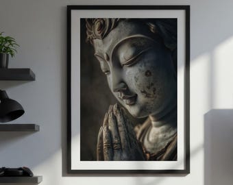 Kuan Yin Druck | Gelassene buddhistische Göttin Kunst (Digitaler Download)