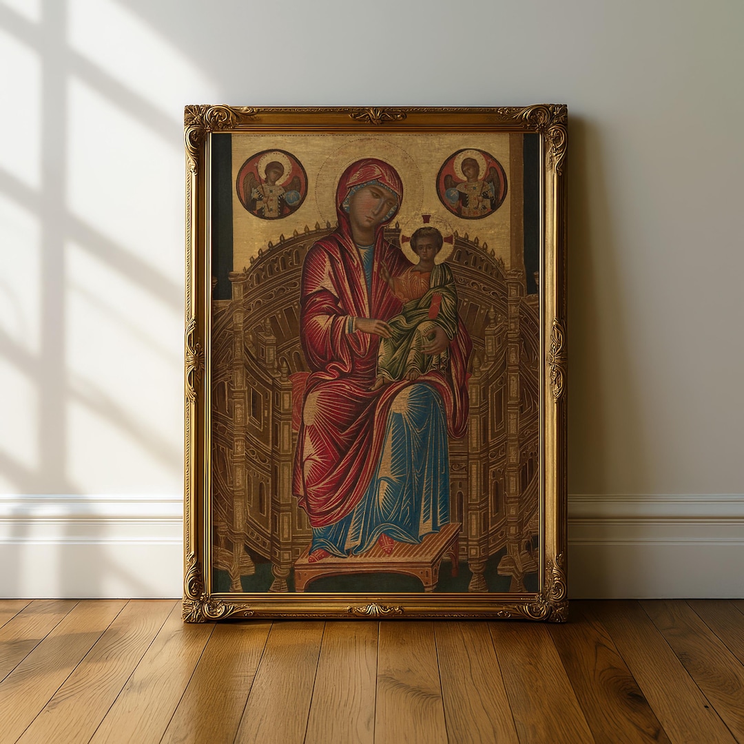 Madonna and Child on a Curved Throne – Medieval Gold Leaf Icon Art ...