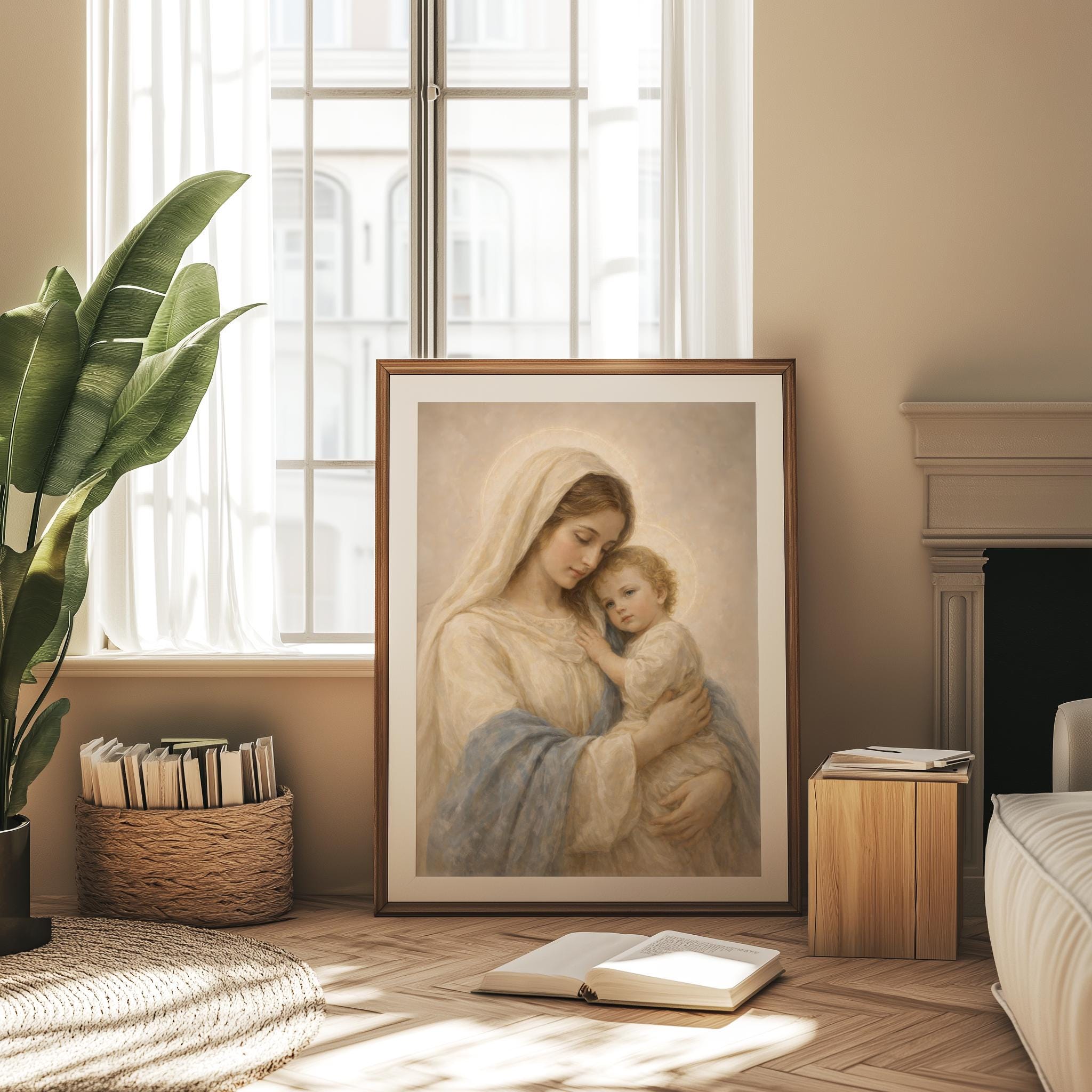 Madonna and Child Art Print | Vintage Religious Painting (digital ...